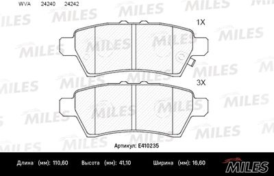 E410235 MILES Комплект тормозных колодок, дисковый тормоз