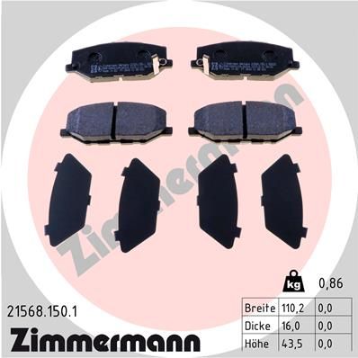 215681501 ZIMMERMANN Комплект тормозных колодок, дисковый тормоз