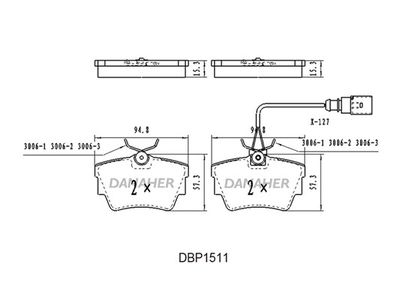 DBP1511 DANAHER Комплект тормозных колодок, дисковый тормоз