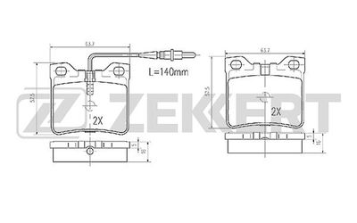 BS2890 ZEKKERT Комплект тормозных колодок, дисковый тормоз