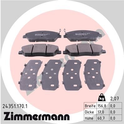 243511701 ZIMMERMANN Комплект тормозных колодок, дисковый тормоз