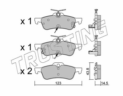 5722 TRUSTING Комплект тормозных колодок, дисковый тормоз