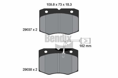 BPD2281 BENDIX Braking Комплект тормозных колодок, дисковый тормоз