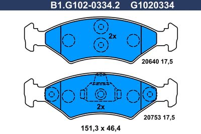 B1G10203342 GALFER Комплект тормозных колодок, дисковый тормоз