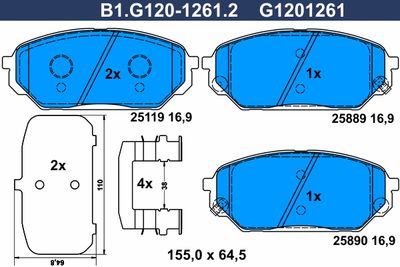 B1G12012612 GALFER Комплект тормозных колодок, дисковый тормоз