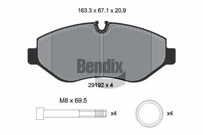 BPD2412 BENDIX Braking Комплект тормозных колодок, дисковый тормоз