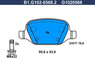 B1G10205682 GALFER Комплект тормозных колодок, дисковый тормоз