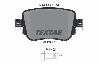 2511001 TEXTAR Комплект тормозных колодок, дисковый тормоз