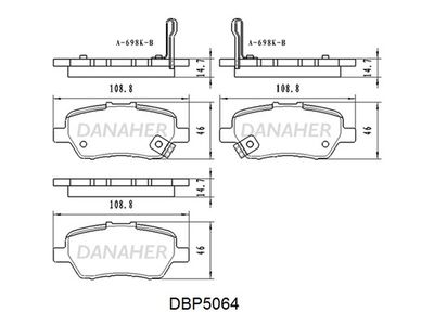 DBP5064 DANAHER Комплект тормозных колодок, дисковый тормоз
