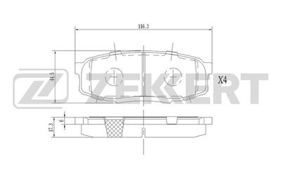 BS1230 ZEKKERT Комплект тормозных колодок, дисковый тормоз