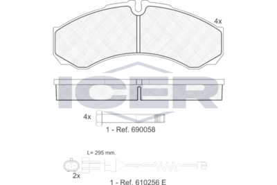 141208117 ICER Комплект тормозных колодок, дисковый тормоз
