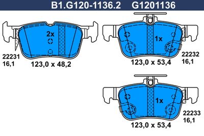 B1G12011362 GALFER Комплект тормозных колодок, дисковый тормоз