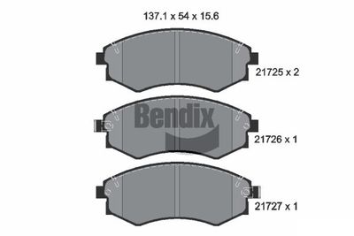 BPD1842 BENDIX Braking Комплект тормозных колодок, дисковый тормоз