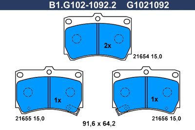 B1G10210922 GALFER Комплект тормозных колодок, дисковый тормоз