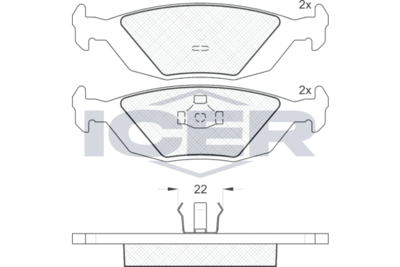 180775 ICER Комплект тормозных колодок, дисковый тормоз