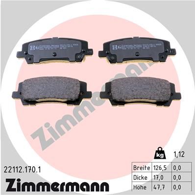 221121701 ZIMMERMANN Комплект тормозных колодок, дисковый тормоз