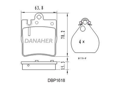 DBP1618 DANAHER Комплект тормозных колодок, дисковый тормоз