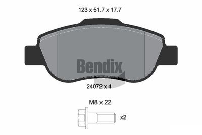 BPD1186 BENDIX Braking Комплект тормозных колодок, дисковый тормоз