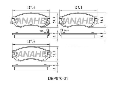 DBP67001 DANAHER Комплект тормозных колодок, дисковый тормоз