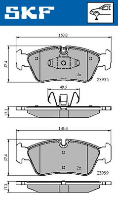 VKBP80399 SKF Комплект тормозных колодок, дисковый тормоз