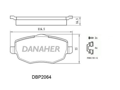 DBP2064 DANAHER Комплект тормозных колодок, дисковый тормоз