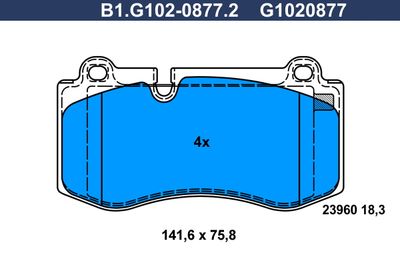 B1G10208772 GALFER Комплект тормозных колодок, дисковый тормоз