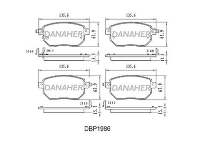 DBP1986 DANAHER Комплект тормозных колодок, дисковый тормоз