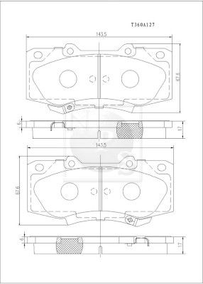 T360A127 NPS Комплект тормозных колодок, дисковый тормоз