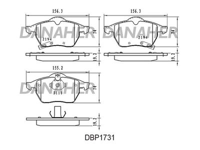 DBP1731 DANAHER Комплект тормозных колодок, дисковый тормоз