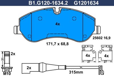 B1G12016342 GALFER Комплект тормозных колодок, дисковый тормоз