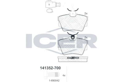 141352700 ICER Комплект тормозных колодок, дисковый тормоз