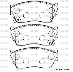 SN590P ADVICS Комплект тормозных колодок, дисковый тормоз