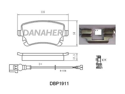 DBP1911 DANAHER Комплект тормозных колодок, дисковый тормоз