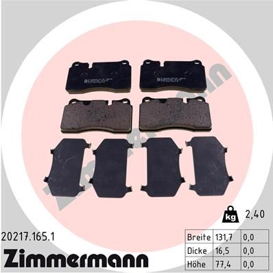 202171651 ZIMMERMANN Комплект тормозных колодок, дисковый тормоз