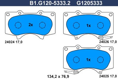 B1G12053332 GALFER Комплект тормозных колодок, дисковый тормоз