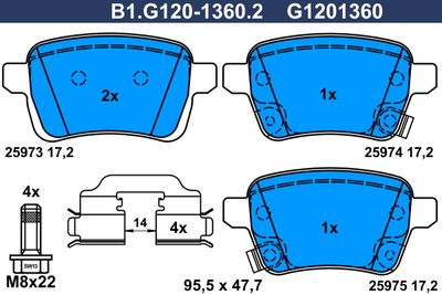 B1G12013602 GALFER Комплект тормозных колодок, дисковый тормоз