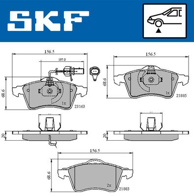 VKBP80573E SKF Комплект тормозных колодок, дисковый тормоз
