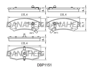 DBP1151 DANAHER Комплект тормозных колодок, дисковый тормоз