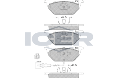 181349400 ICER Комплект тормозных колодок, дисковый тормоз