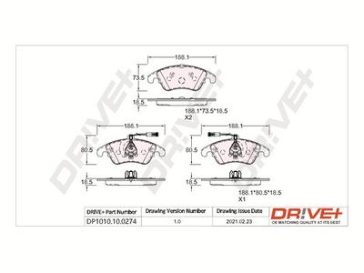 DP1010100274 Dr!ve+ Комплект тормозных колодок, дисковый тормоз