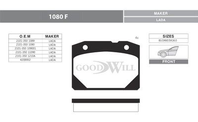 1080F GOODWILL Комплект тормозных колодок, дисковый тормоз