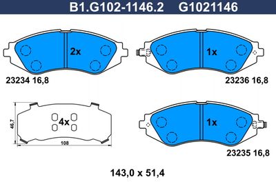 B1G10211462 GALFER Комплект тормозных колодок, дисковый тормоз