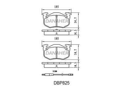 DBP825 DANAHER Комплект тормозных колодок, дисковый тормоз