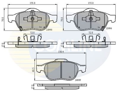 CBP31249 COMLINE Комплект тормозных колодок, дисковый тормоз