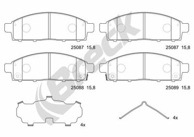 250870070100 BRECK Комплект тормозных колодок, дисковый тормоз