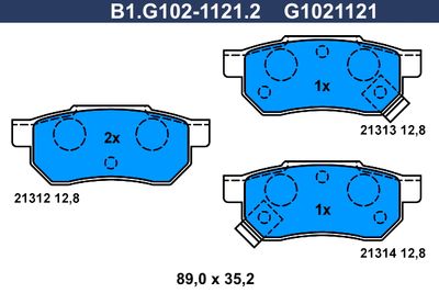 B1G10211212 GALFER Комплект тормозных колодок, дисковый тормоз