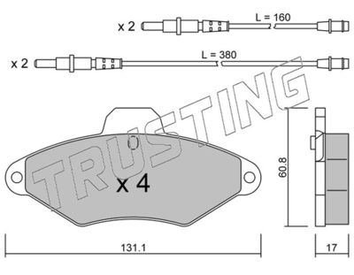 1460 TRUSTING Комплект тормозных колодок, дисковый тормоз
