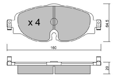 BPVW1028 AISIN Комплект тормозных колодок, дисковый тормоз