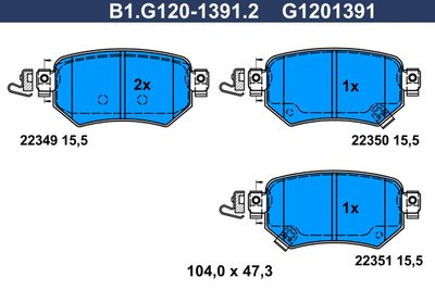 B1G12013912 GALFER Комплект тормозных колодок, дисковый тормоз
