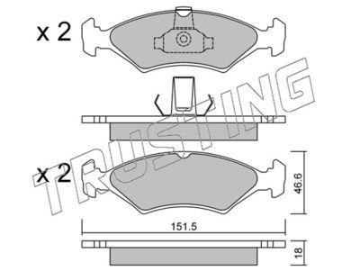 0950 TRUSTING Комплект тормозных колодок, дисковый тормоз